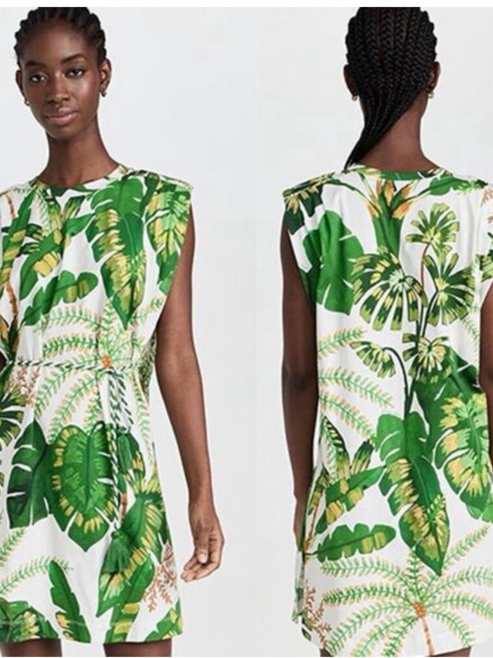 Farm Rio Tropical Leaf Print Sleeveless